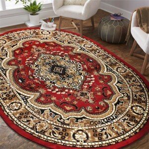 DomTextilu Oválny vintage koberec červenej farby 38599-181598