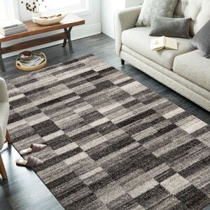 domtextilu.sk Moderný sivo hnedý koberec s obdĺžnikmi 38601-181602