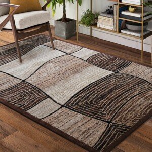 DomTextilu Kvalitný hnedý štýlový koberec a abstraktným vzorom 38617-181333