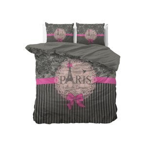 DomTextilu Luxusné romantické bavlnené sivé posteľné obliečky s motívom PARIS 200 x 220 cm 38835