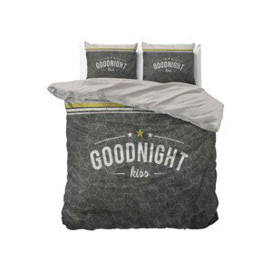 DomTextilu Originálne tmavo sivé bavlnené posteľné obliečky GOOD NIGHT 200 x 220 cm 38838