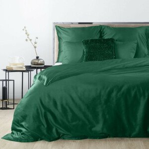 Kvalitné smaragdovo zelené posteľné obliečky bavlnený satén 3 časti: 1ks 160 cmx200 + 2ks 70 cmx80