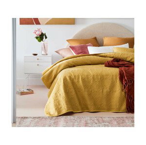 domtextilu.sk Žltý jednofarebný prešívaný prehoz na posteľ 200 x 220 cm 40288