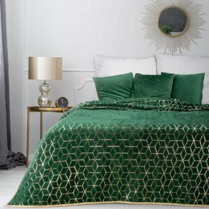 DomTextilu Originálny zelený prehoz na posteľ s dokonalým zlatým vzorom Šírka: 170 cm | Dĺžka: 210 cm 40480-185419