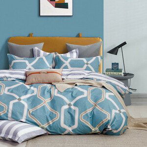 DomTextilu Moderné modré obojstrané bavlnené posteľné obliečky 3 časti: 1ks 200x220 + 2ks 70 cmx80 Modrá 40678-185990