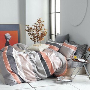DomTextilu Sivo ružové pruhované bavlnené posteľné obliečky 3 časti: 1ks 200x220 + 2ks 70 cmx80 Sivá 40696-198290