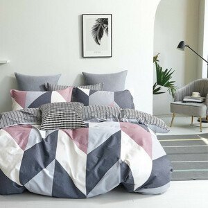 DomTextilu Obojstranné bavlnené posteľné obliečky sivo ružové 3 časti: 1ks 200x220 + 2ks 70 cmx80 Sivá 40698-198347
