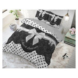 domtextilu.sk Romantické posteľné obliečky s mašlou 140 x 200 cm v neutrálnej sivej farbe  Sivá 41115