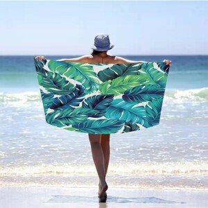 DomTextilu Zelená plážová osuška s exotickými listami 100 x 180 cm 41164 Zelená