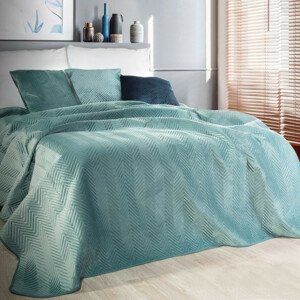 DomTextilu Prešívaný zamatový prehoz na posteľ mätovo zelenej farby Šírka: 70 cm | Dĺžka: 160 cm 41507-218574