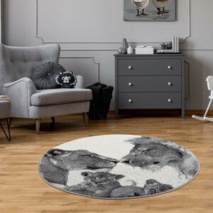 DomTextilu Fenomenálny sivý okrúhly koberec savana love 41691-196942