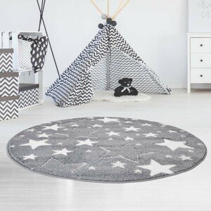 DomTextilu Kvalitný sivý okrúhly koberec STARS 41716-196993