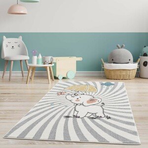 DomTextilu Roztomilý detský koberec na hranie sloník šťastia 41829-197186  120 x 160 cm Sivá