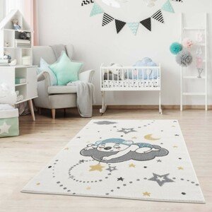 DomTextilu Kvalitný detský koberec s motívom spiaci medvedík 41836-197216  120 x 160 cm krémová