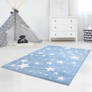 DomTextilu Kvalitný modrý detský koberec s hviezdami 41996-197317