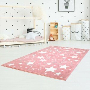 DomTextilu Detský ružový koberec na hranie s hviezdami 41997-197322