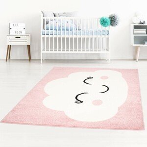 DomTextilu Roztomilý detský ružový koberec pre dievčatko spiaci mráčik 42032-197423