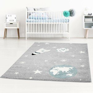 DomTextilu Kvalitný detský sivý koberec vesmír 42036-197458