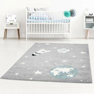 DomTextilu Kvalitný detský sivý koberec vesmír 42036-197459