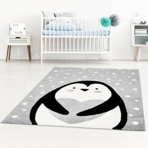 DomTextilu Sivý kvalitný koberec do detskej izby tučniak 42038-197466