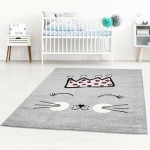 DomTextilu Sivý koberec pre deti roztomilá mačička 42039-197473
