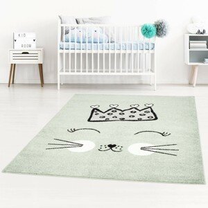 DomTextilu Hrací koberec pre deti zelenej farby s mačičkou 42040-197474