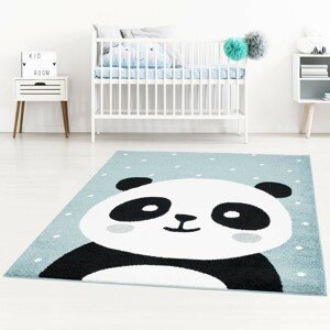 DomTextilu Modrý detský koberec pre chlapca rozkošná panda 42043-197488