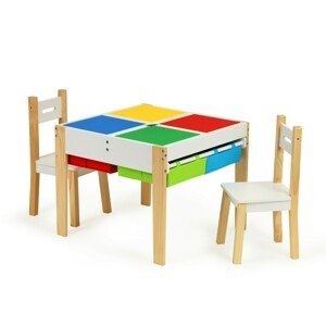 DomTextilu Farebný detský set stolíka a 2 stoličiek MULXKF002 Biela