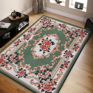 DomTextilu Krásny zelený koberec s kvetinovým vzorom 43485-204937