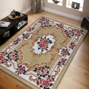 DomTextilu Krásny svetlohnedý koberec s kvetinovým vzorom 43486-204942