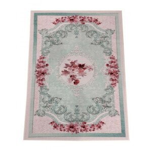 DomTextilu Krásny mätovo zelený koberec s kvetinovým vzorom 43490-204953