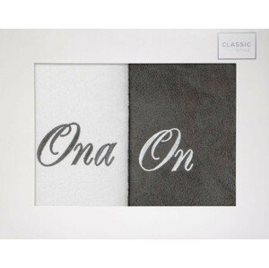 DomTextilu Originálne balenie bavlnených uterákov ONA a ON Šírka: 50 cm | Dĺžka: 90 cm Sivá