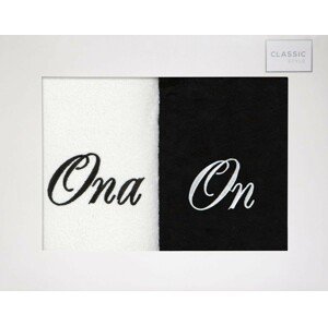 Nadčasová bielo čierna sada bavlnených uterákov ONA A ON Šírka: 70 cm | Dĺžka: 140 cm