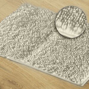 DomTextilu Biely kúpeľňový shaggy koberec Šírka: 60 cm | Dĺžka: 90 cm 44415-208025