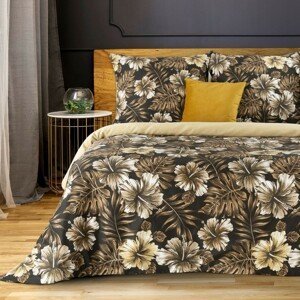 DomTextilu Luxusné hnedé kvetinové posteľné obliečky s kvetmi 3 časti: 1ks 160x200 + 2ks 70x80 Hnedá 3 časti: 1ks 160x200 + 2ks 70x80 44589-208370