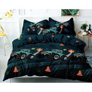 DomTextilu Petrolejovo zelené detské posteľné obliečky s motívom traktora 3 časti: 1ks 160 cmx200 + 2ks 70 cmx80 Zelená 44595-208412