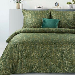 DomTextilu Kvalitné zelené posteľné obliečky bavlnený satén so zlatým vzorom listov 3 časti: 1ks 160x200 + 2ks 70x80 Zelená 3 časti: 1ks 160x200 + 2ks 70x80 44755-208834