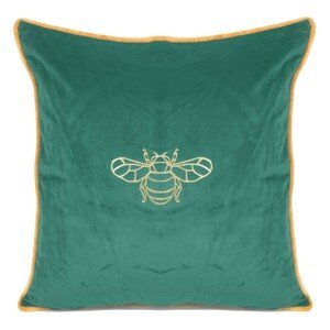 domtextilu.sk Zelená zamatová obliečka na vankúš so zlatým motívom včely 45 x 45 cm  Zelená 45137