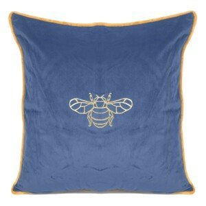 domtextilu.sk Efektívna modrá zamatová obliečka na vankúš so vzorom včely 45 x 45 cm  Modrá 45139
