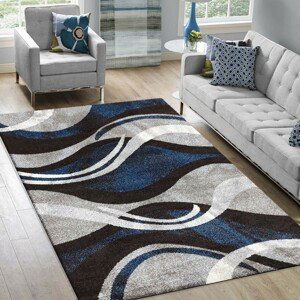 domtextilu.sk Originálny koberec s abstraktným vzorom v modrošedej farbe 45687-215686