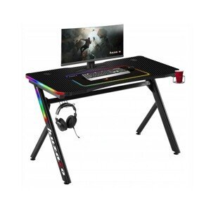 DomTextilu Kvalitný herný stôl s LED podsvietením pre zanietených hráčov HUZHERO-4-5-RGB Čierna