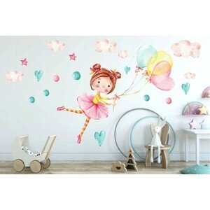 domtextilu.sk Krásna detská nálepka na stenu dievčatko s balónmi 60 x 120 cm 46191-216712