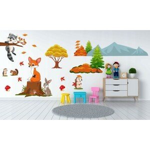 domtextilu.sk Farebná detská nálepka na stenu šťastné lesné zvieratká 60 x 120 cm 46196-216720