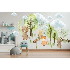domtextilu.sk Originálna a kvalitná detská nálepka na stenu lesné zvieratká 60 x 120 cm 46202