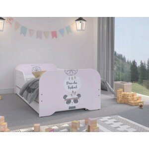 domtextilu.sk Dievčenská ružová detská posteľ 140 x 70 cm s pandou  Ružová 46240
