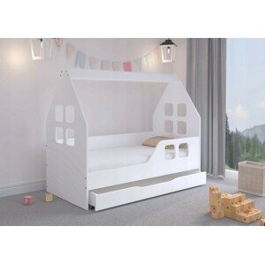 domtextilu.sk domtextilu.sk Očarujúca detská posteľ su šuflíkom 140 x 70 cm bielej farby v tvare domčeka  Biela 46414 46414