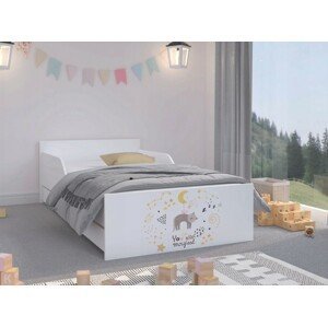 domtextilu.sk Kvalitná detská posteľ s mačičkou a hviezdami 180 x 90 cm  Biela 46917
