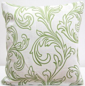 DomTextilu Biela dekoračná obliečka so zelenými vzormi 40x 40 cm 4712-124460