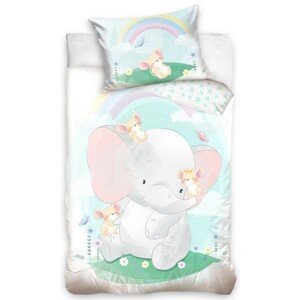 Luxusné bavlnené obliečky pre deti s roztomilým sloníkom a myškami