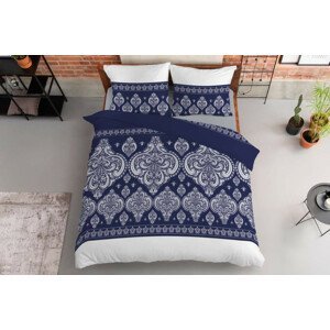 domtextilu.sk Dokonalé postelné bavlnené obliečky v modrej farbe s krásnym bielym vzorom 49591-224006